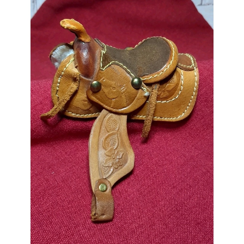 Mini Tooled Leather Sherpa Lined Saddle